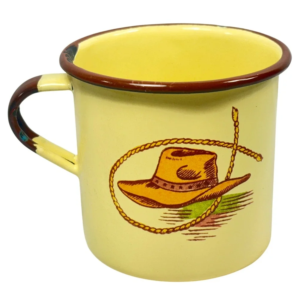 Vintage Monterrey Western Ware‎ Enamelware Mugs Set of 2